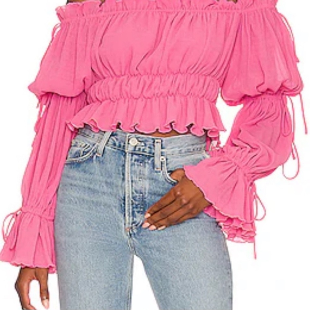 TULAROSA Pink Off-Shoulder Ruffle Top - Picture 2 of 8